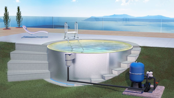 Stahlwandpool Rund Sand 3D